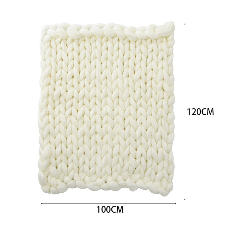 Large Soft Chunky Knit IvoryWhite Thick Blanket Handwoven Throw Sofa Bed Blanket