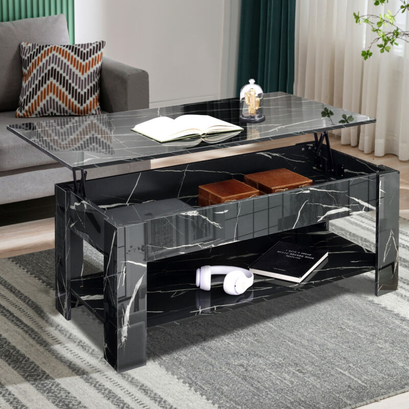 Coffee Table With Storage Lift Top Up Wooden High Gloss Living Room Furniture