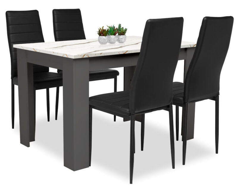 Dining Table and Chairs 4/6 Set Pu Leather Seat Dining Kitchen Room Furniture