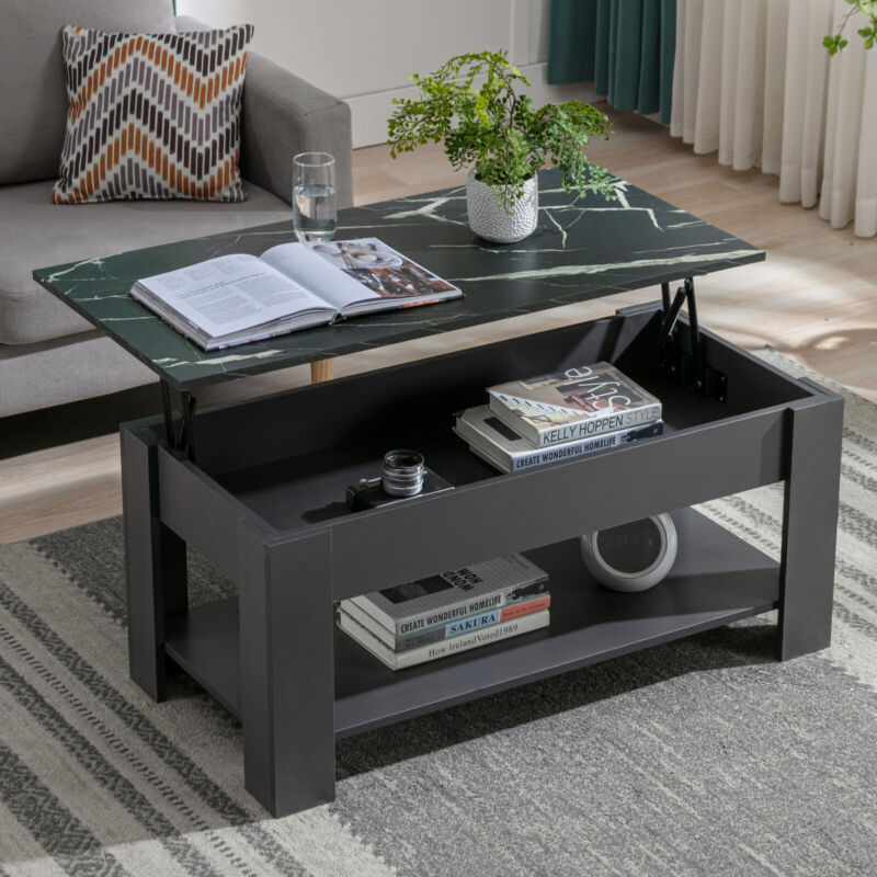 Coffee Table With Storage Lift Top Up Drawer Shelf Wooden Living Room Furniture