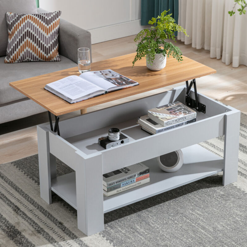 Coffee Table With Storage Lift Top Up Drawer Shelf Wooden Living Room Furniture