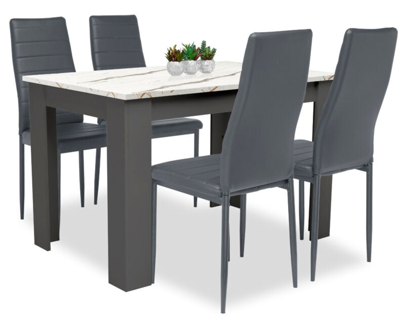 Wooden Dining Table and Chairs 4 / 6 Set Pu Leather Seat Kitchen Room Furniture