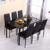 Glass Top Dining Table & Chairs Set of 4/6 High Back Seat Kitchen Room Furniture