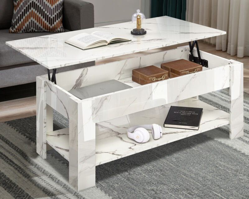 High Gloss Coffee Table With Storage Lift Top Up Wooden Living Room Furniture UK
