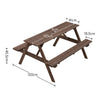 Wooden Garden Table Benches Set Beer Table with Parasol Hole Outdoor Furniture