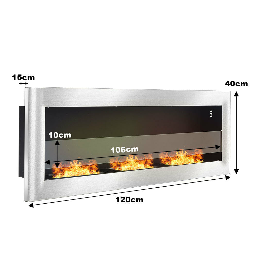 Wall Mounted/Inset Bio Ethanol Fireplace Eco Biofire Burner 90/120/140 x40cm