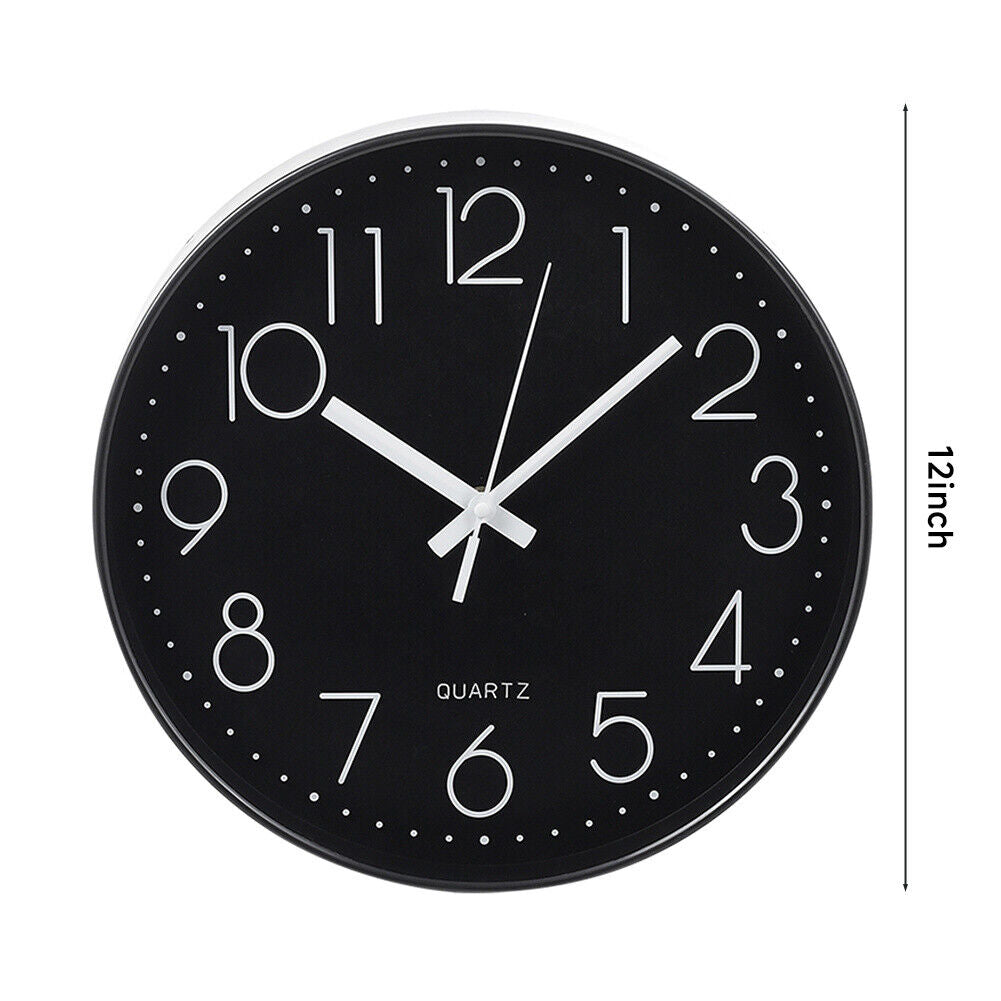 Wall Clock Illuminated / Solid Numerals Silent Retro Chic Decor 12-13inch Clocks