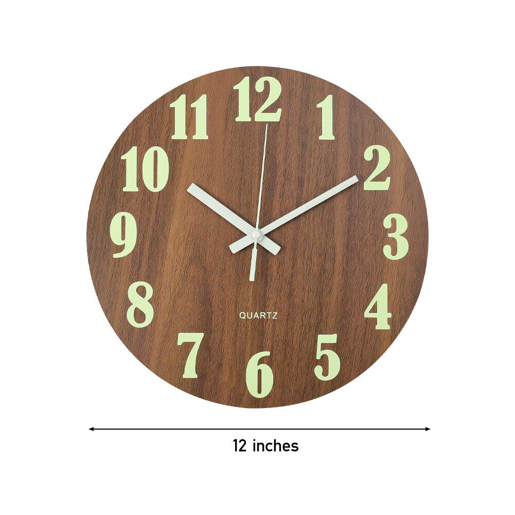 Wall Clock Illuminated / Solid Numerals Silent Retro Chic Decor 12-13inch Clocks