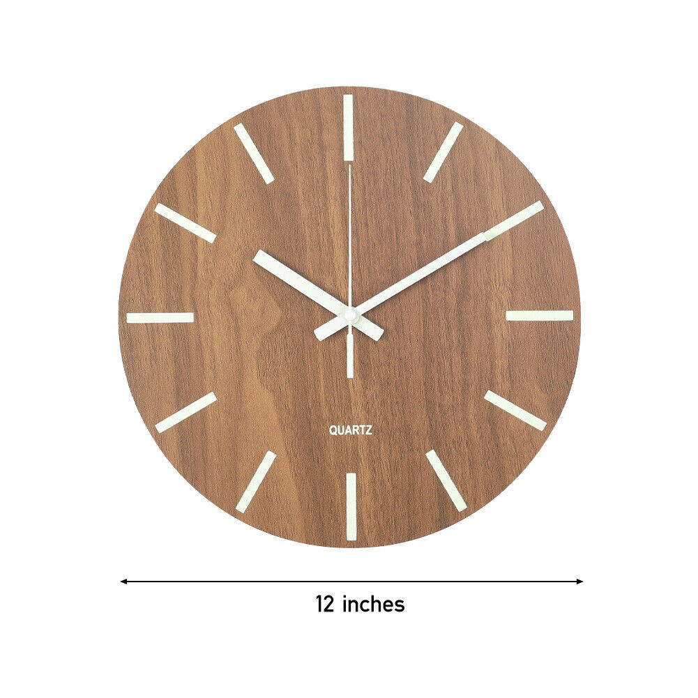 Wall Clock Illuminated / Solid Numerals Silent Retro Chic Decor 12-13inch Clocks