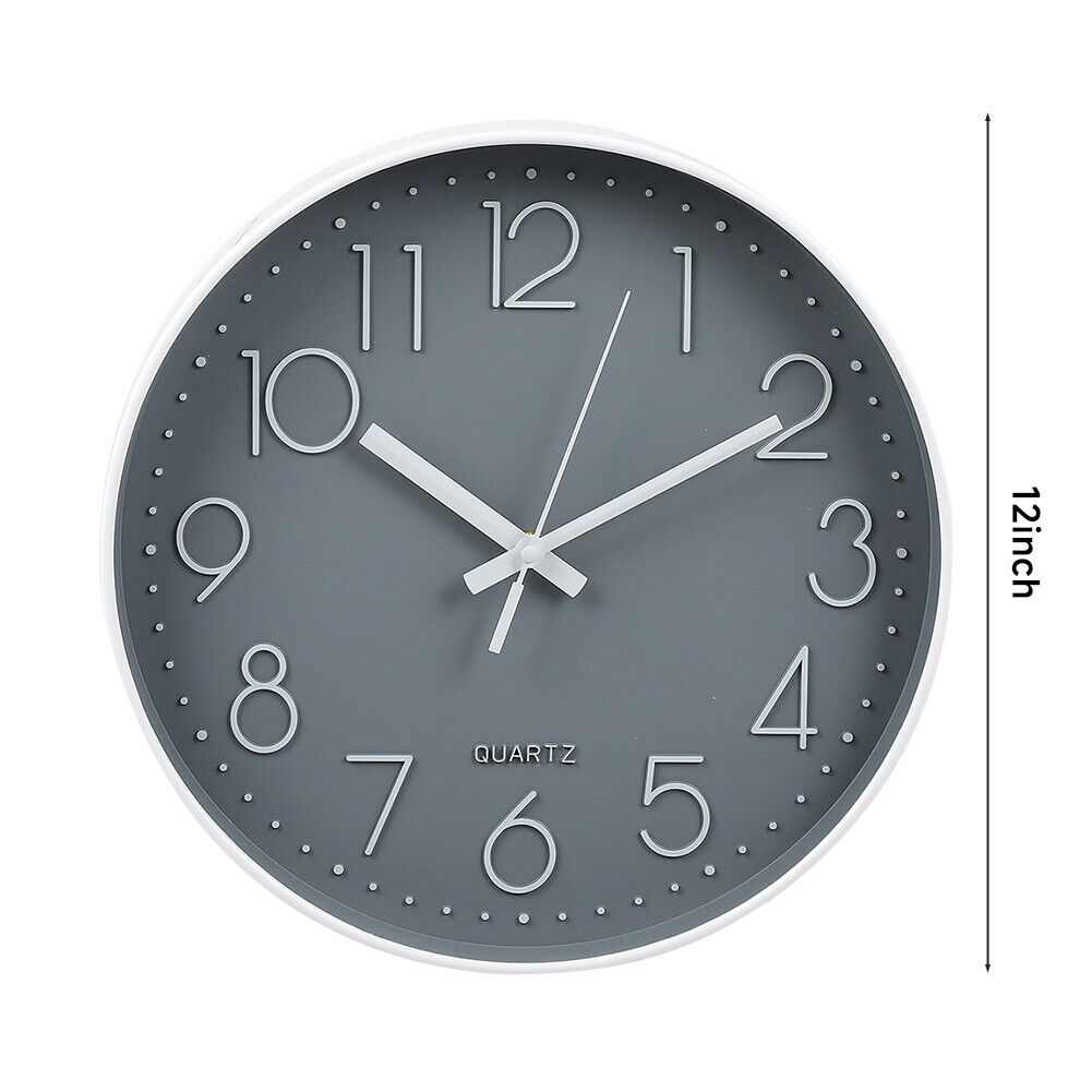 Wall Clock Illuminated / Solid Numerals Silent Retro Chic Decor 12-13inch Clocks