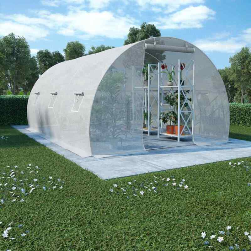 Reinforced Steel Walk-in Polytunnel Greenhouse with Door and Windows (6 Sizes)