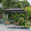 Garden Parasol Banana Cantilever Umbrella Crank Sun Shade Patio Outdoor W/ Base