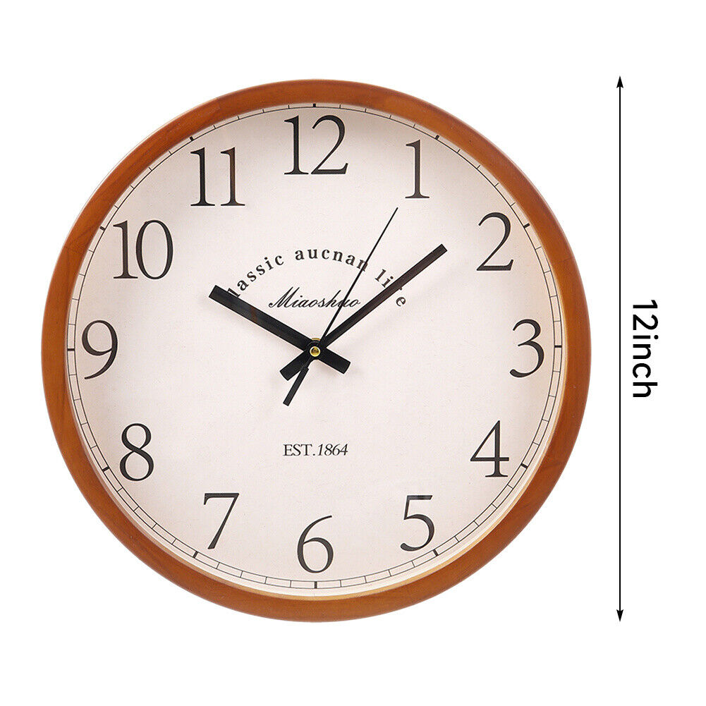 Wall Clock Illuminated / Solid Numerals Silent Retro Chic Decor 12-13inch Clocks