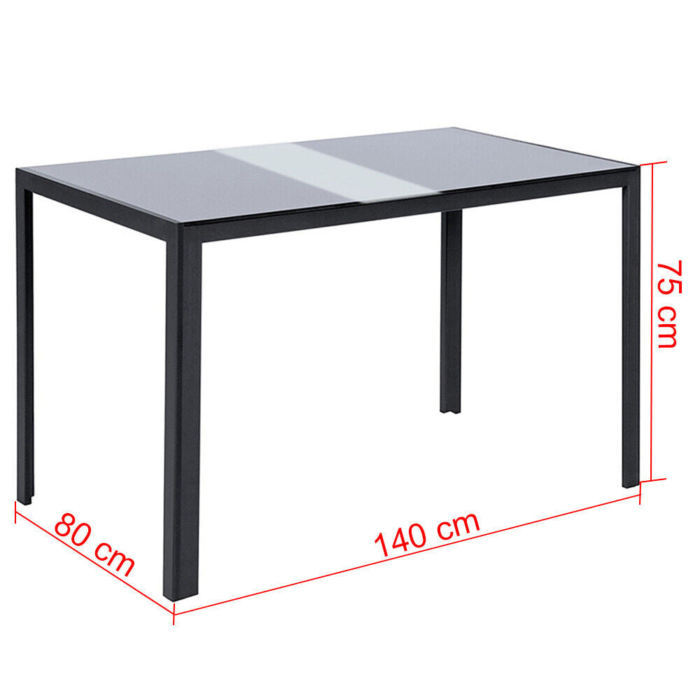 Rectangle White/Black Tempered Glass Dining Table 120/140cm Dinner Table Modern