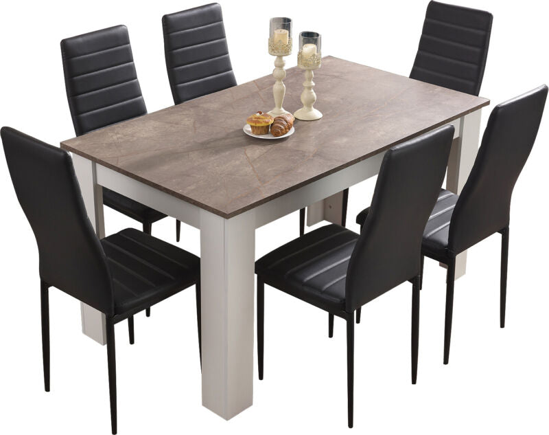 Dining Table and Chairs 4/6 Set Pu Leather Seat Dining Kitchen Room Furniture