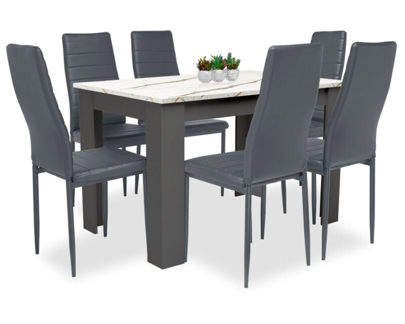 Dining Table and Chairs 4/6 Set Pu Leather Seat Dining Kitchen Room Furniture