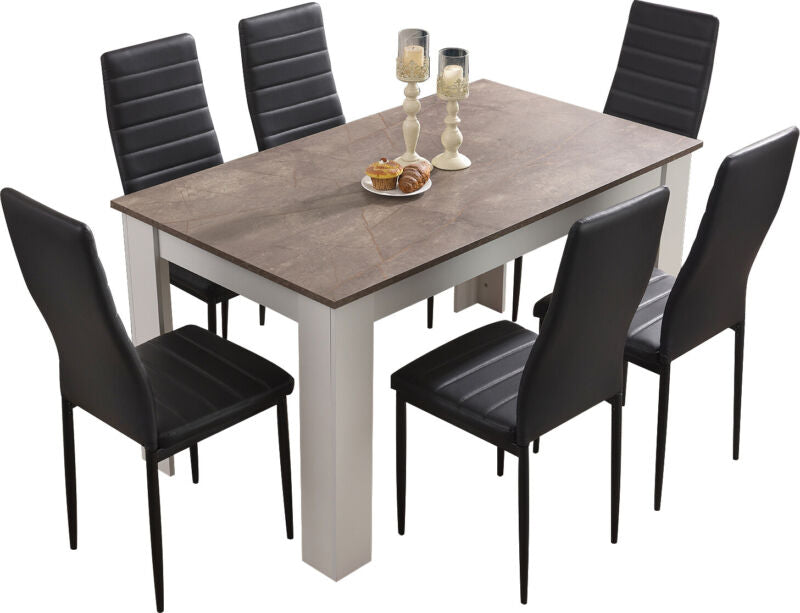 Wooden Dining Table and Chairs 4 / 6 Set Pu Leather Seat Kitchen Room Furniture