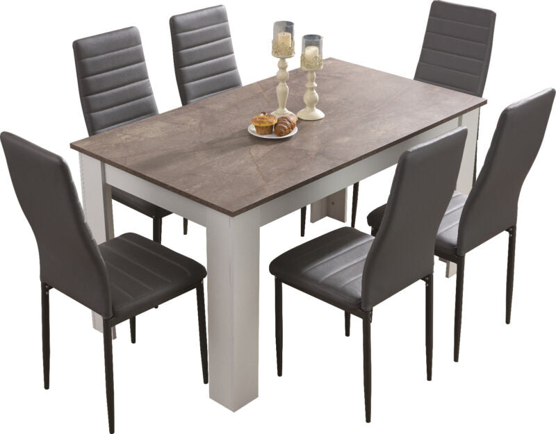 Wooden Dining Table and Chairs 4 / 6 Set Pu Leather Seat Kitchen Room Furniture