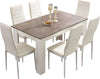 Wooden Dining Table and Chairs 4 / 6 Set Pu Leather Seat Kitchen Room Furniture