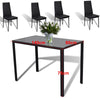 Glass Top Dining Table & Chairs Set of 4/6 High Back Seat Kitchen Room Furniture