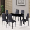 Glass Top Dining Table & Chairs Set of 4/6 High Back Seat Kitchen Room Furniture