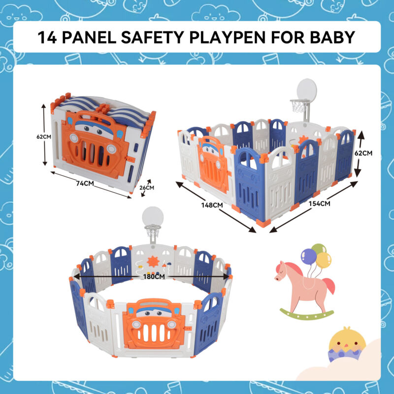 14/16 Panels Kids Safety Playpen Foldable Activity Centre Baby Infant Play Yard