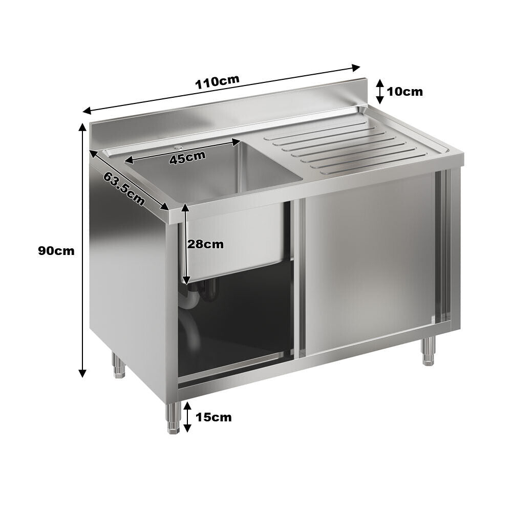 Stainless Steel Commercial Kitchen Sink Catering Sink Single Double Bowl Drainer
