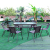6 Seater Patio Furniture Set Garden Glass Parasol Table and 6 Stacking Chairs UK