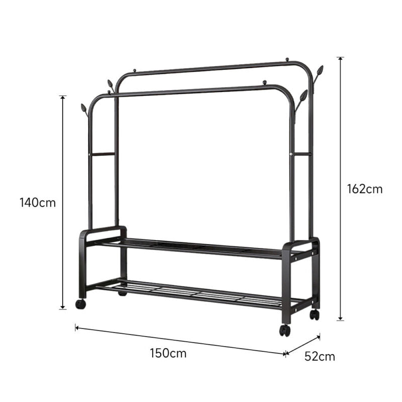1/2Tier Garment Rack Storage Shelves Metal Coat Shoe Clothes Stand Open Wardrobe