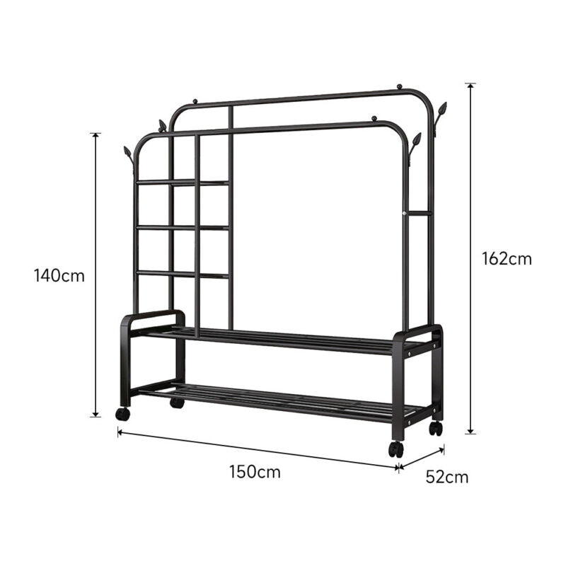 1/2Tier Garment Rack Storage Shelves Metal Coat Shoe Clothes Stand Open Wardrobe