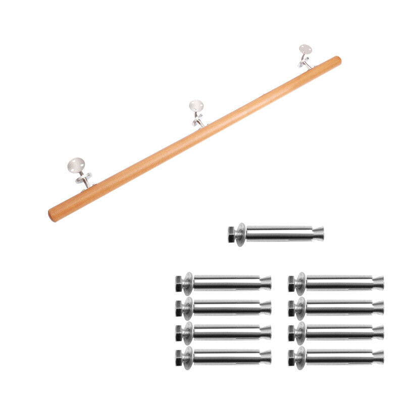42mm Round Stair Handrail Wooden Bannister Balustrade Stainless Steel Brackets