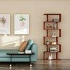 Wood Modern Book Shelves 4 /6 Tier S Shape Bookshelf Case Storage Unit Bookcase