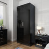 2 Door Wardrobe With Mirror High Gloss Large Storage 4 Colors Cupboard Furniture