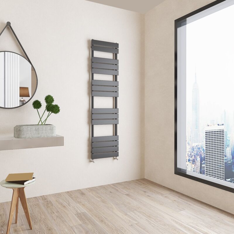 Bathroom Radiator Heated Flat Panel Straight White Black Anthracite Chrome