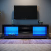 120/160cm TV Unit Cabinet Stand White/Black High Gloss with LED Lights Drawers