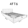 Linen Side Lift Up Storage Bed Frame Ottoman Divan Base free Headboard in Grey