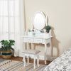 Wooden Dressing Table w/4 Mirror Stool Vanity Makeup Desk Stool Set White/Black