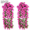 Artificial Fake Violet Orchid Flower Hanging Wall Rattan Basket Decor Outdoor ER
