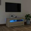 Modern White TV Unit Cabinet Stand 90cm High Gloss Doors with Free LED Lights