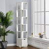 Slim Tower Bookcase Corner Wooden Bookshelf Tall Book CD Shelf Rotating Display