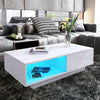 High Gloss Coffee Table With Storage Drawers RGB LED Modern Living Room Wooden