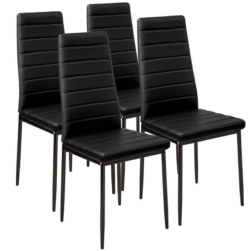 2/4PC Black/White Faux Leather Chairs/Glass Dining Table Kitchen Dining Room Set