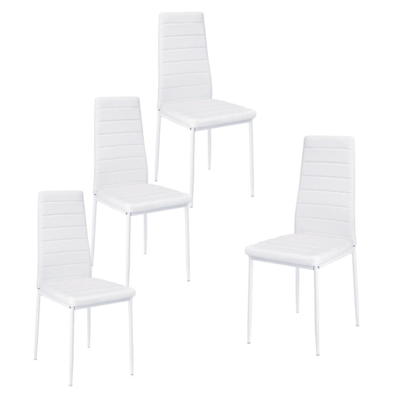 2/4PC Black/White Faux Leather Chairs/Glass Dining Table Kitchen Dining Room Set