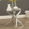 X Chrome Glass Dining Table+2/4 Slope Chairs Faux Leather Metal Legs Living Room