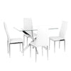 Dining Table and 2/4/6 Chairs Set Tempered Glass PVC Leather Rectangle White NEW