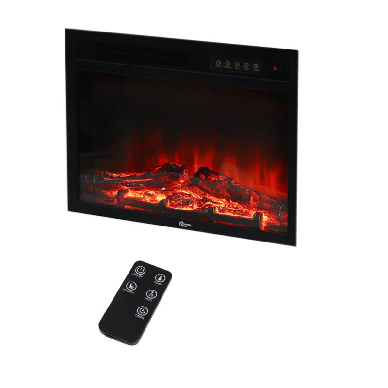 Free Standing Electric Led Fireplace White Surround Fire Log Flame Heater Living