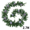 9ft Thick Christmas Garland XMAS Decorative Pre-Lit LED Lights Door Shop Wreath