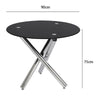 ROUND DINING TABLE-Clear Tempered Glass Top/Chrome X Legs Kitchen Dinning RoomUK