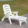 White Plastic Sunlounger Folding Garden Recliner Reclining Deck Chair Waterproof