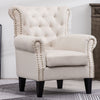 Chesterfield Queen Anne Style Armchair Lounge Sofa Deep Button Chair Fabric Seat